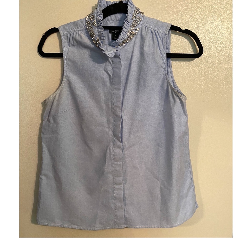 J Crew chambray with jewel collar